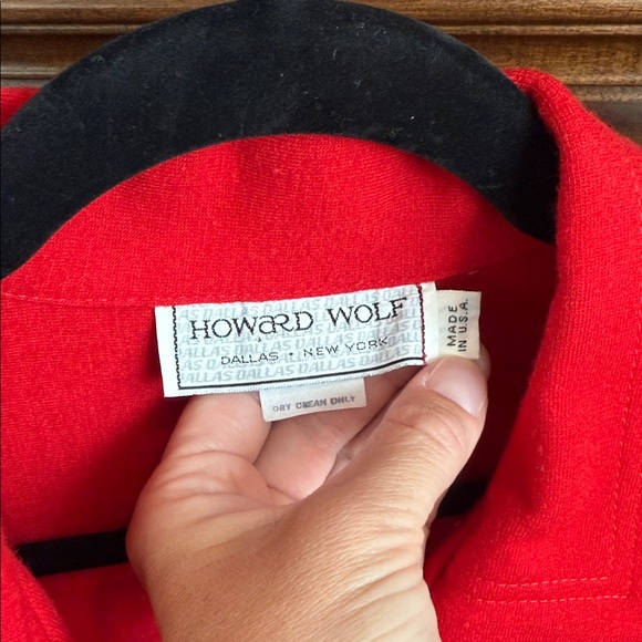 Vintage bright red Howard Wolf collared shirt dress gold tone buttons est size L - Picture 7 of 14